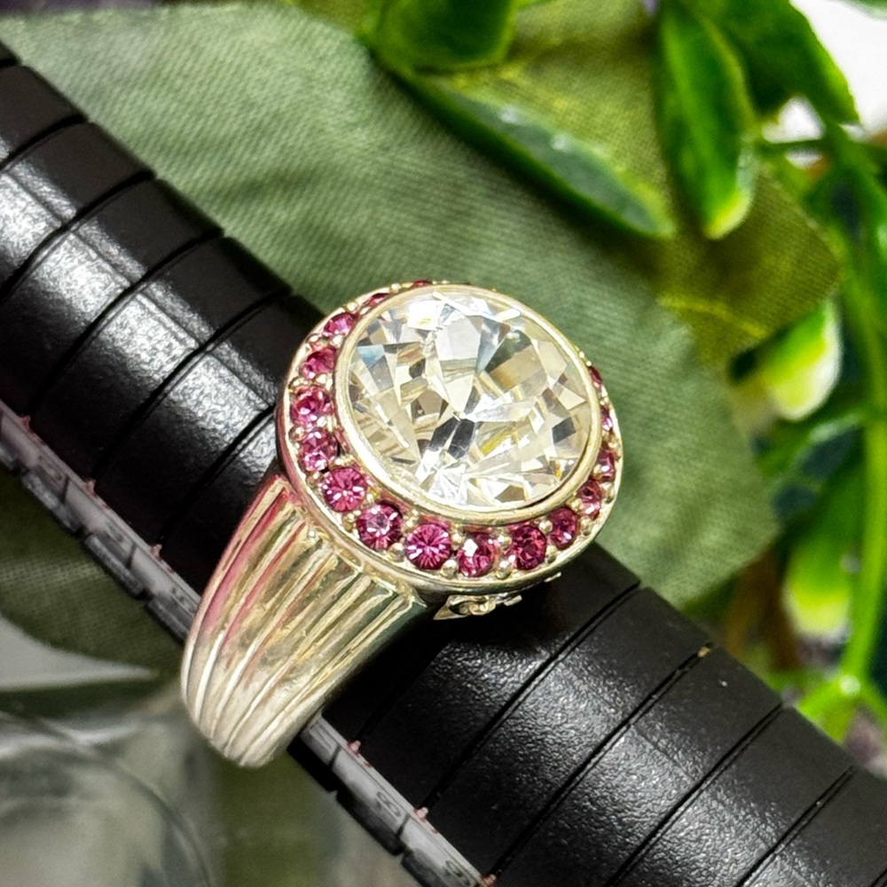 Ruby Cluster Cocktail Ring, Sterling Silver & Cub… - image 3